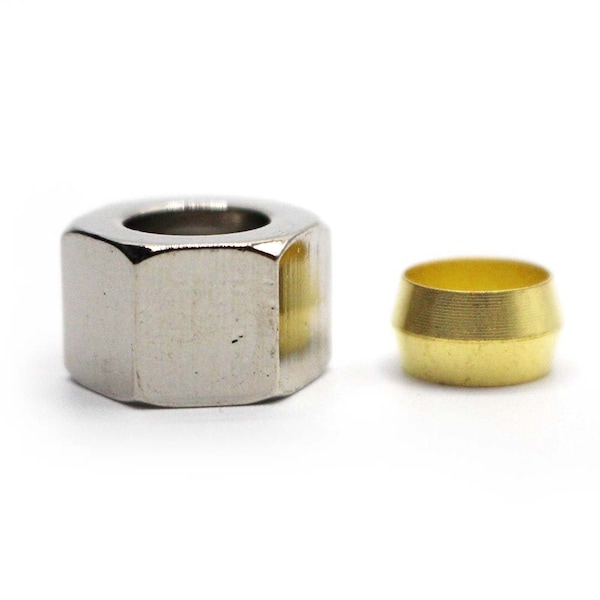 Thrifco Plumbing 3/8 Inch Compression Nut with Ferrule Sleeve, Chrome Plated 4400120 - main